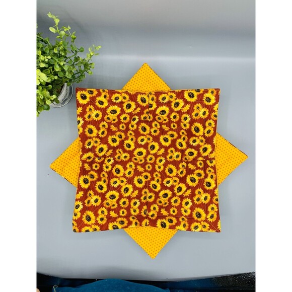 Microwave Bowl Cozy Reversible, Metallic Sunflowers, Gift Set of 3! - Picture 4 of 8